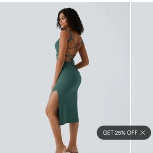 Halara Elegant Green Strappy Midi Dress